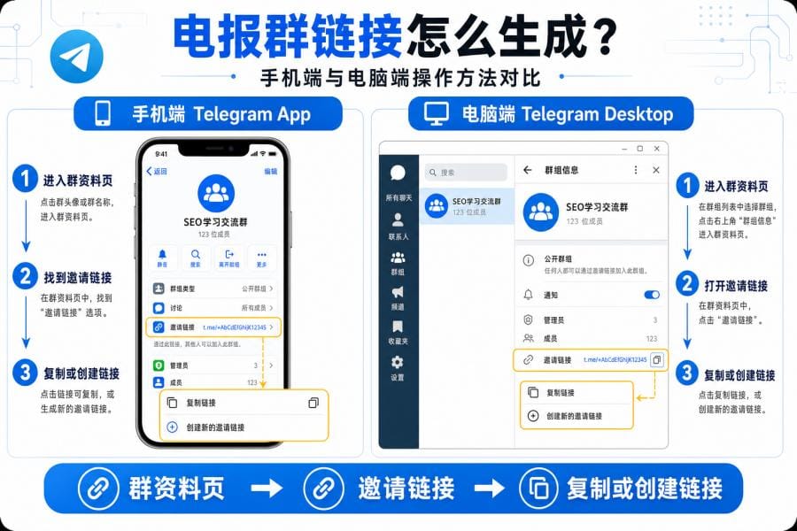 Telegram 私密群邀请链接设置
