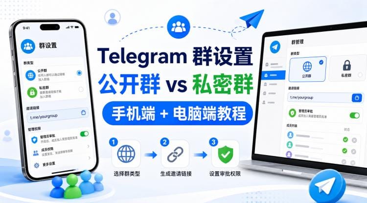 电报群怎么设置公开群和私密群?区别、步骤与邀请链接教程