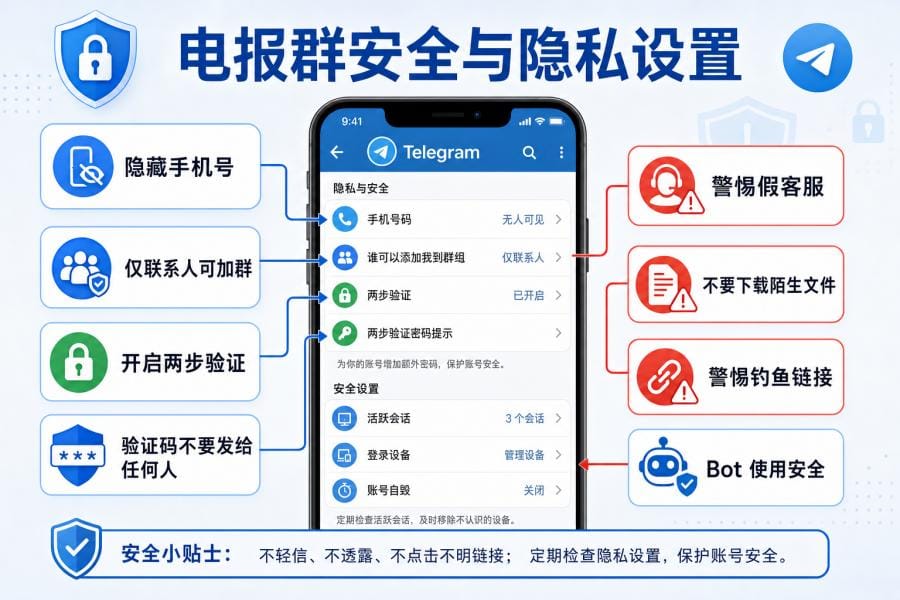 电报群隐私和安全使用提示