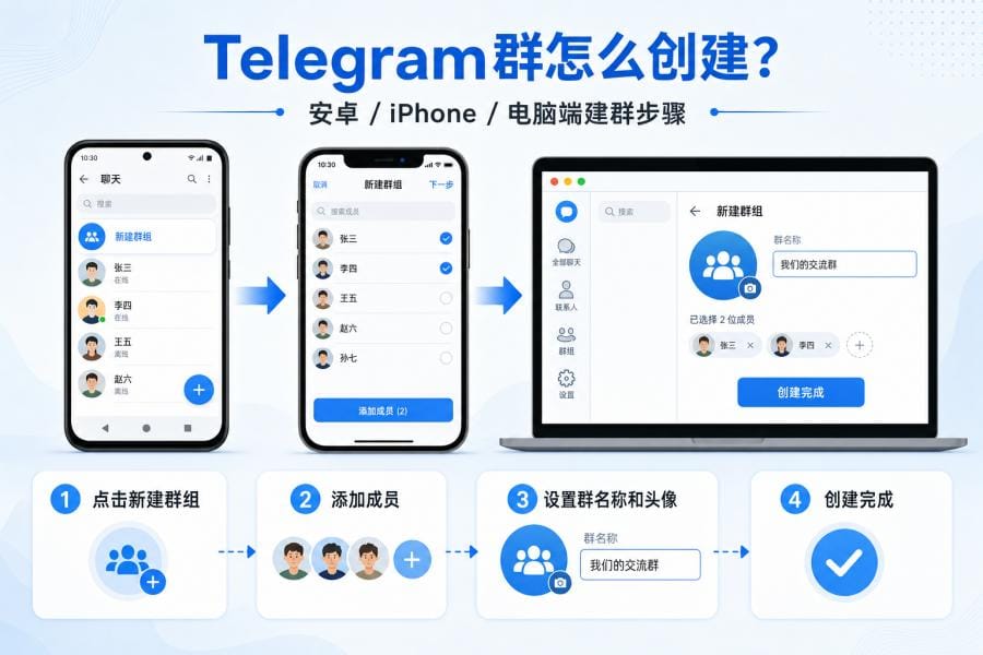 电报群怎么创建?Telegram新手建群、邀请链接和管理设置完整教程 配图 2