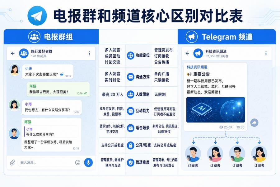 电报群和 Telegram 频道有什么区别?新手该怎么选? 配图 1
