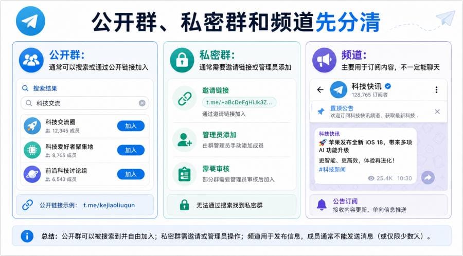 电报群怎么找?Telegram 公开群搜索与加入方法 配图 1