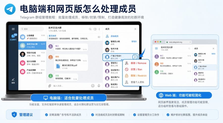 电报群怎么删除成员？移除、封禁和禁言教程 第 2 张正文图