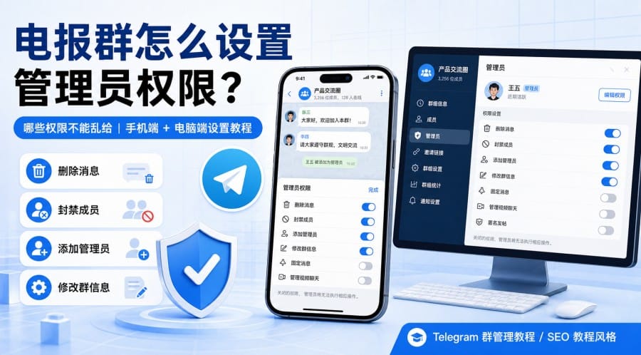 电报群怎么设置管理员权限?哪些权限不能乱给
