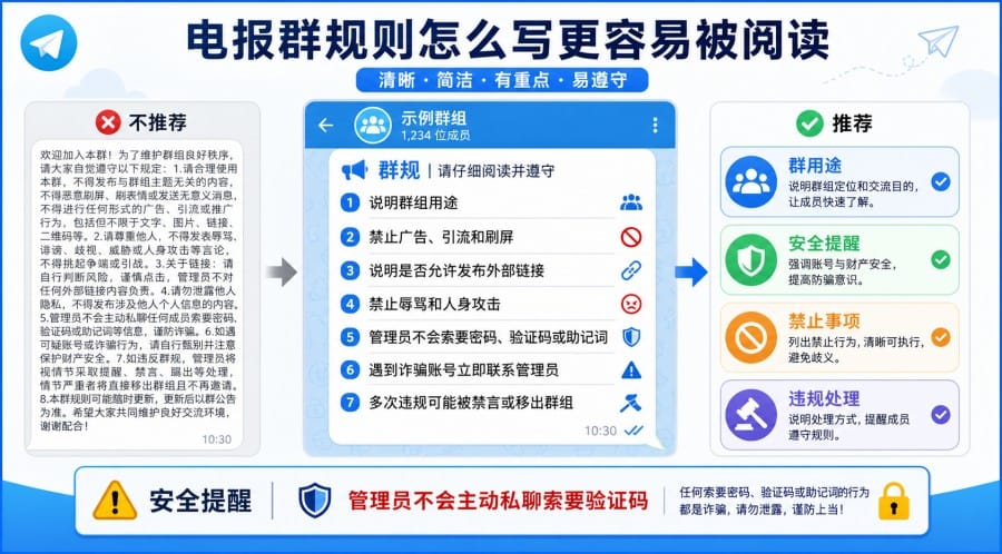 电报群怎么设置群规则?公告、置顶和机器人怎么用 第 3 张正文图