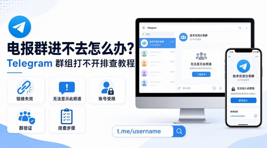 电报群进不去怎么办?群组打不开的原因和处理方法