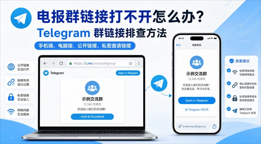 电报群链接打不开怎么办?