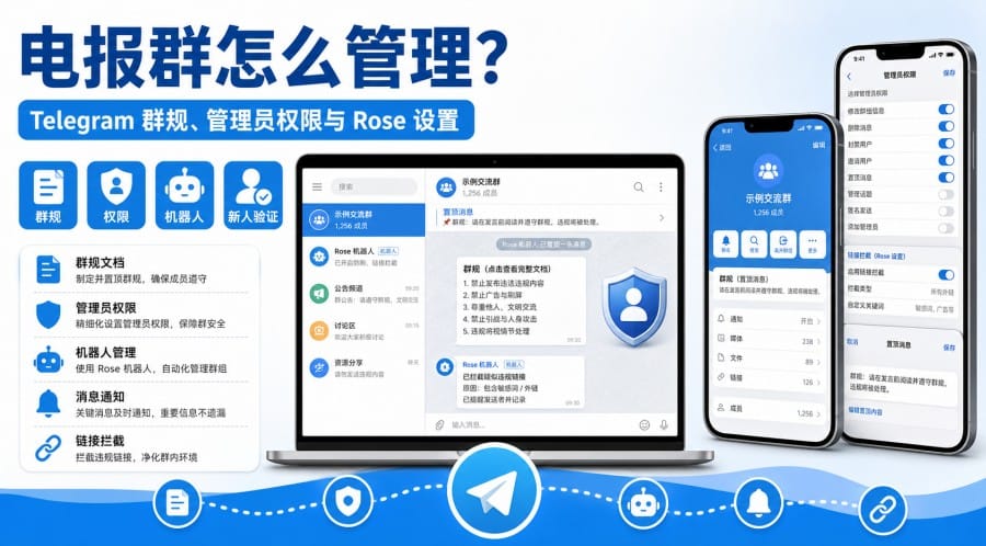 电报群怎么管理?Telegram 群规、管理员权限与 Rose 机器人设置教程