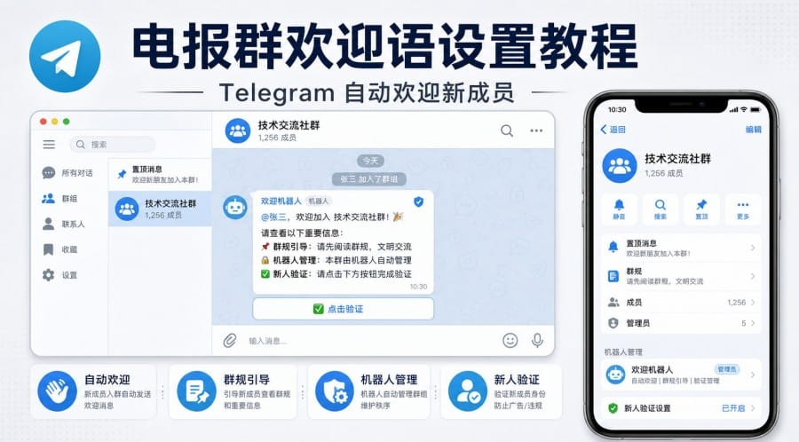 电报群怎么设置新人欢迎语？自动欢迎与验证步骤
