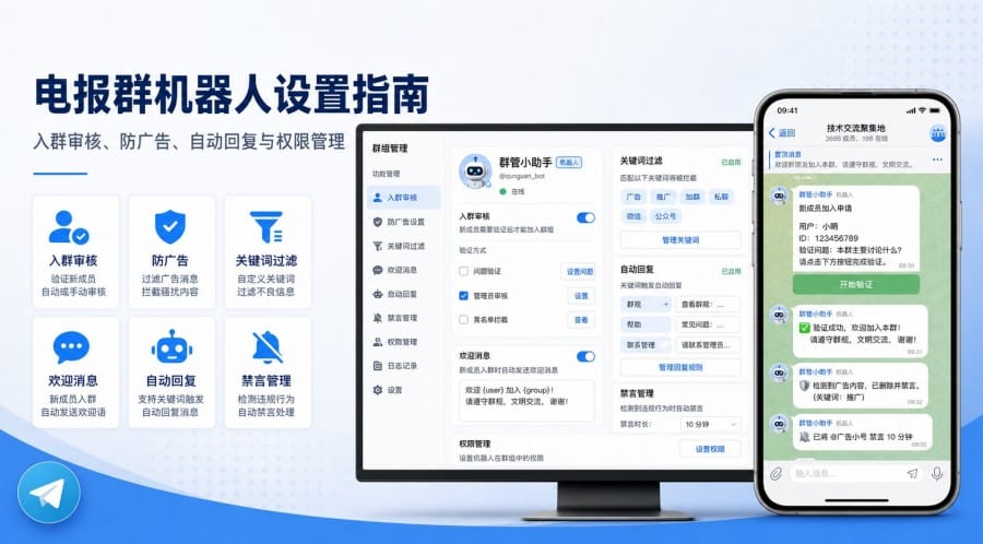 电报群机器人怎么选和设置?新手群主管理指南