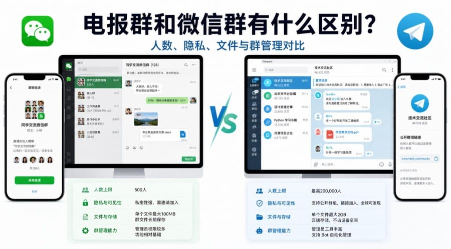 电报群和微信群有什么区别?新手如何选择