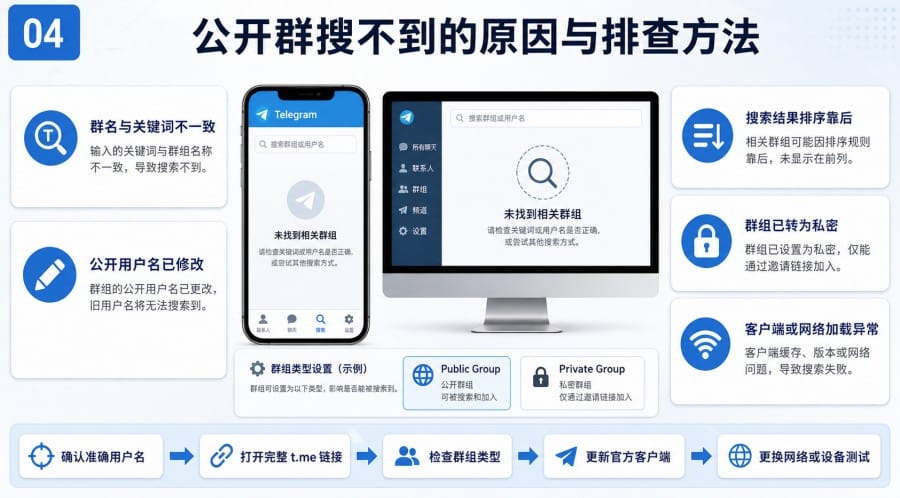 电报中文群为什么搜索不到？公开群、私密群与加群方法 illustration