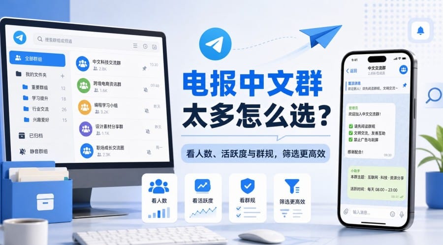 电报中文群太多怎么选择?7 个判断与整理方法