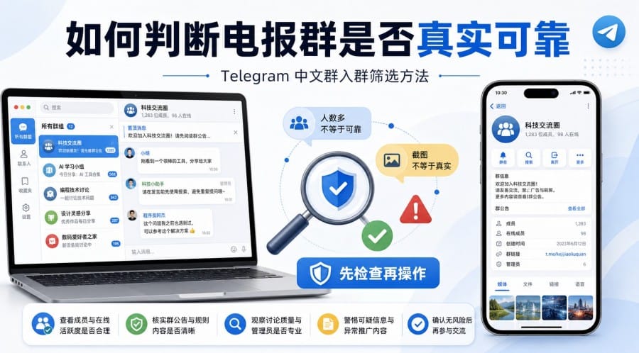 电报群真假怎么判断?Telegram 中文群入群筛选指南 封面图