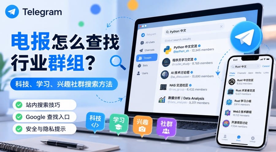 电报怎么查找行业群组?